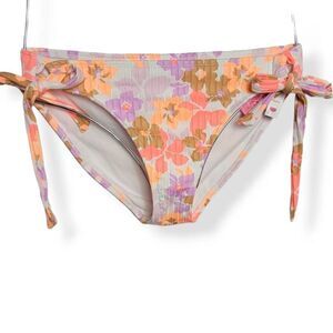 Xhilaration Floral Ribknit Side Tie bikini Bottom XL 12-14